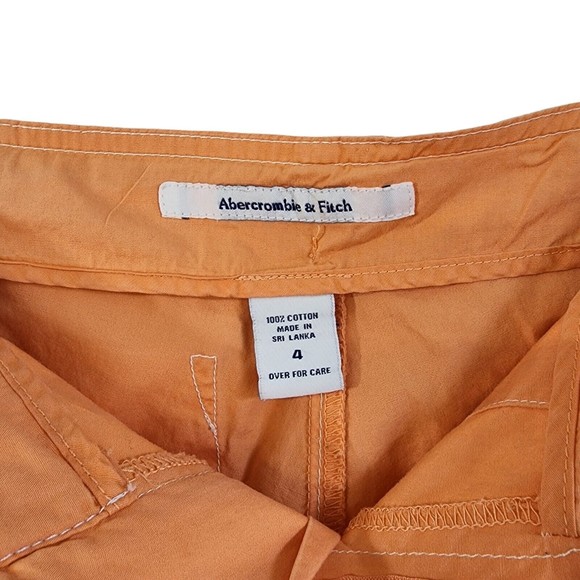 A&F ABERCROMBIE & FITCH Women's Sz 4 Orange/Peach Drawstring Cargo Capri Pants - Picture 11 of 12